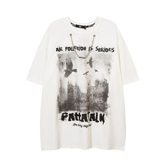 Camisas Vintage Hombre Summer Chain Print Short Sleeve T-Shirt