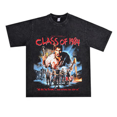 Film Star T Shirt Trendy Cotton Short Sleeve Loose American Retro T-shirt for Men and Women