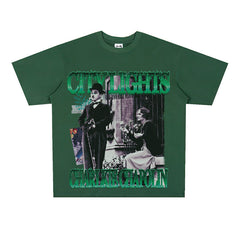 Film Star T Shirt Classic Movie Surrounding City Light Loose Retro Street Cotton T-shirt