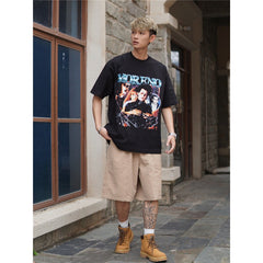 Film Star T Shirt Edward Short Sleeve Loose Retro American Street T-shirt Men and Women