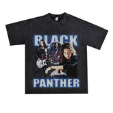 Film Star T Shirt Rock Music Black Panther Band Loose Retro Street Cotton T-shirt Men and Women