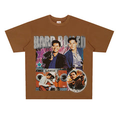 Film Star T Shirt Short Sleeve Retro American Street T-shirt for Men and Women