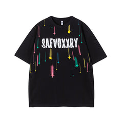 Camisas Vintage Hombre Color Meteor Foam Print Short Sleeve T-Shirt