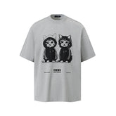 80s Casual Classics Shirts Retro Cat Print Short Sleeve T-Shirt