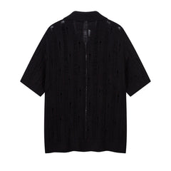 80s Casual Classics Shirts Knitted Short Sleeve Sweater Shirts