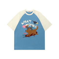 Ellie Seattle Shirt Crew Neck Vintage Casual Loose Short Sleeve