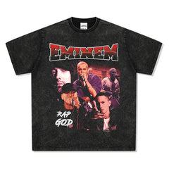 Detroit Eminem T Shirt Eminem Printed Retro Washed Old Cotton T Shirt