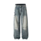 American Men Jeans Washed and Old Tooling Jeans Loose Casual Straight Pants