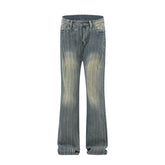 American Mens Jeans Vintage Washed Wide Leg Jeans