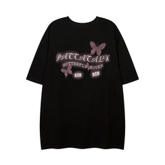 Camisas Vintage Hombre Summer Butterfly Graffiti Foam Print Short Sleeve T-Shirt