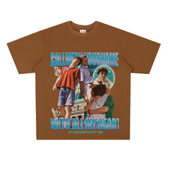 Film Star T Shirt Loose Heavy Retro Street American T-shirt Men and Women