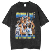 Men T Shirts Old Loose Short Sleeve T Golden State Warriors Print Retro T-Shirt