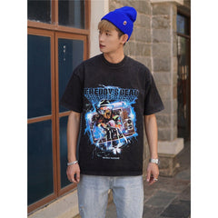 Film Star T Shirt Horror Movie Distressed Fierce Ghost Street Pure Cotton Loose Short Sleeve Trendy Heavy T-shirt Men