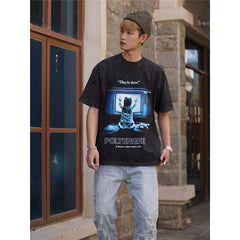 Film Star T Shirt Pure Cotton Loose Short Sleeve Retro Trendy round Neck Loose T-shirt for Men