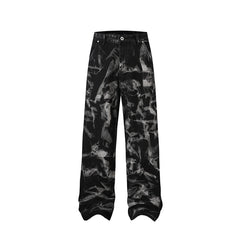 American Men Jeans Old Tie-Dye Straight Casual Retro Jeans