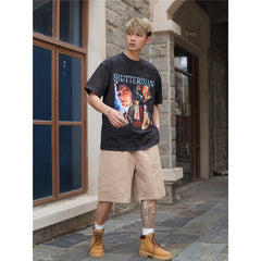 Film Star T Shirt Cotton Short Sleeve Loose Retro American T-shirt Men