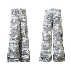 American Men Jeans Vintage Camouflage Tooling Jeans Wide Leg Straight Wide Pants