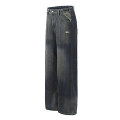 American Mens Jeans Make Old Washed Wide Leg Tie-Dyed Jeans