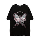 Camisas Vintage Hombre Summer Butterfly Graffiti Foam Print Short Sleeve T-Shirt