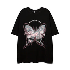 Camisas Vintage Hombre Summer Butterfly Graffiti Foam Print Short Sleeve T-Shirt