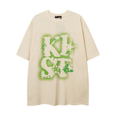 Camisas Vintage Hombre Graffiti Letter Short Sleeve T-Shirt Loose oversize