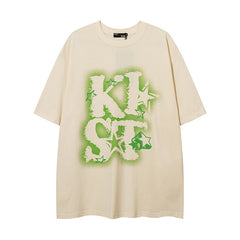 Camisas Vintage Hombre Graffiti Letter Short Sleeve T-Shirt Loose oversize