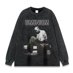 Detroit Eminem T-Shirt Vintage Loose Crew Neck T-Shirt
