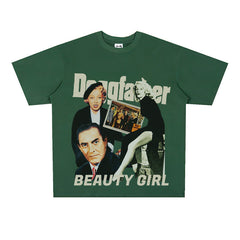 Film Star T Shirt Loose Heavy Retro Street Cotton American T-shirt Men and Women