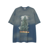 Camisas Vintage Hombre Vintage Washed Old Cleanfit Loose Short Sleeve T-Shirt