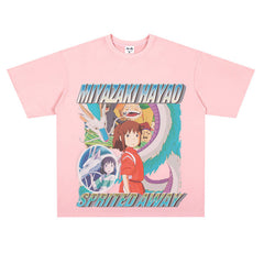 Film Star T Shirt Japanese Classic Anime Spirited Away Loose-Fitting Pure Cotton T-shirt Men and Women