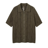 80s Casual Classics Shirts Knitted Short Sleeve Sweater Shirts