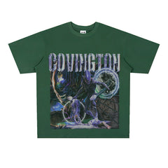 Film Star T Shirt Cotton Short Sleeve Loose Retro Design round Neck Heavy T-shirt Men