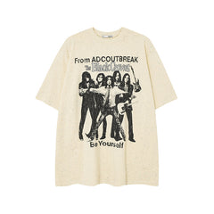 Camisas Vintage Hombre Vintage Heavy Craft Print Short Sleeve T-Shirt