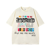 Camisas Vintage Hombre Alphabet Print Short Sleeve T-Shirt Summer Loose Casual Top