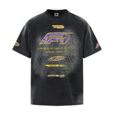 80s Casual Classics Shirts Vintage Racing Washed Old Loose Printed Short Sleeve T-Shirt