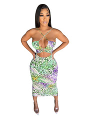 Mariah Carey Dress Sexy Casual Lace-up Strap Dress