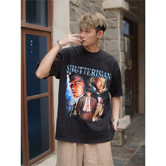 Film Star T Shirt Cotton Short Sleeve Loose Retro American T-shirt Men