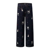 American Mens Jeans Nostalgic Washed Puppy Printed Jeans