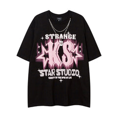 Camisas Vintage Hombre Vintage Alphabet Print Short Sleeve T-Shirt oversize