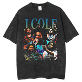 Men T Shirts Hip Hop Street Print Washing Water Old Edging T-Shirts