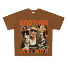 Film Star T Shirt Loose Heavy American Retro Street Cotton T-shirt Men and Women