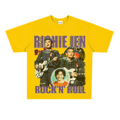 Film Star T Shirt Loose American Retro Street Cotton T-shirt for Men and Women