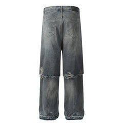 American Men Jeans Washed Jeans Retro Loose Straight Casual Pants