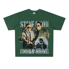 Film Star T Shirt Loose Heavy Retro Street Cotton American T-shirt Men and Women