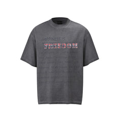 80s Casual Classics Shirts Hip-Hop Alphabet Print Crew Neck Short Sleeve Top