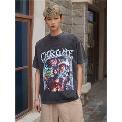 Film Star T Shirt Short Sleeve Loose Retro American Street Printed T-shirt for Men and Women