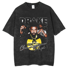 Men T Shirts Hip Hop Washed Casual Loose Old Trendy Brand Retro