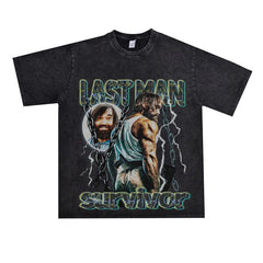 Film Star T Shirt Loose Heavy Retro Street Cotton American T-shirt for Men and Women