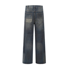 American Mens Jeans Make Old Washed Wide Leg Tie-Dyed Jeans