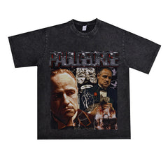 Film Star T Shirt Cotton Short Sleeve Loose round Neck Retro Design T-shirt for Men